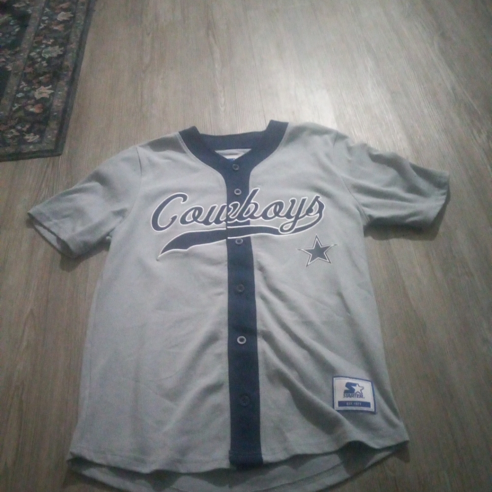 Dallas Cowboys Jersey Shirt Men's Small New With Tags Color Grey Blue